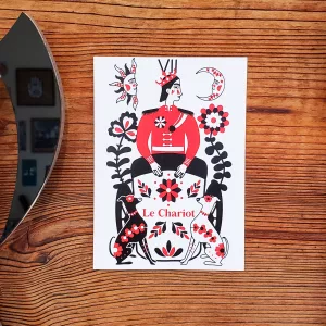 Carte postale "Le Chariot" illustration tarot mystique 11x15,5cm sur papier 350g/m² avec enveloppe