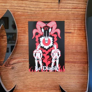 Carte postale "Le Diable" illustration tarot mystique 11x15,5cm sur papier 350g/m² avec enveloppe