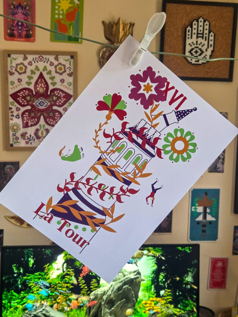 Print tarot La Tour, brisée par la végétation grimpante, Fortunae Studio